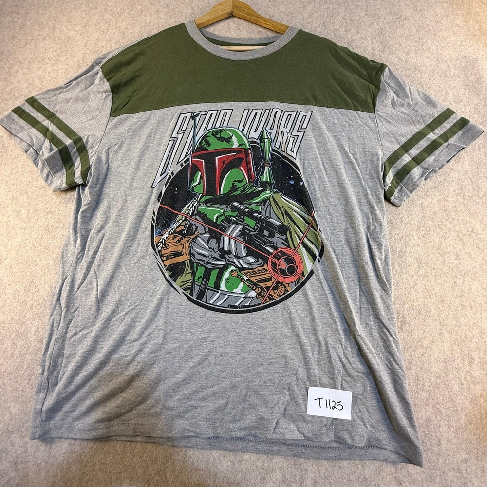 Star Wars Boba Fett Graphic T-Shirt Mens XL Fifth Sun Grey Green Colorblock Tee